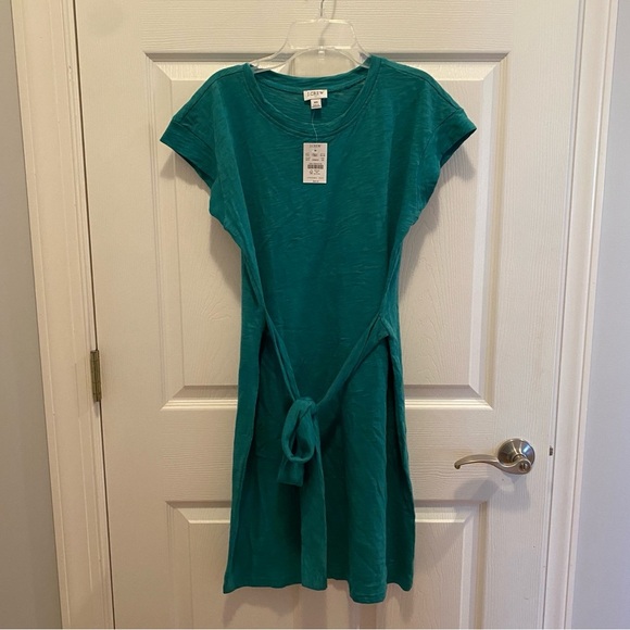 J. Crew Green T-Shirt Dress with Tie Front - Picture 1 of 3